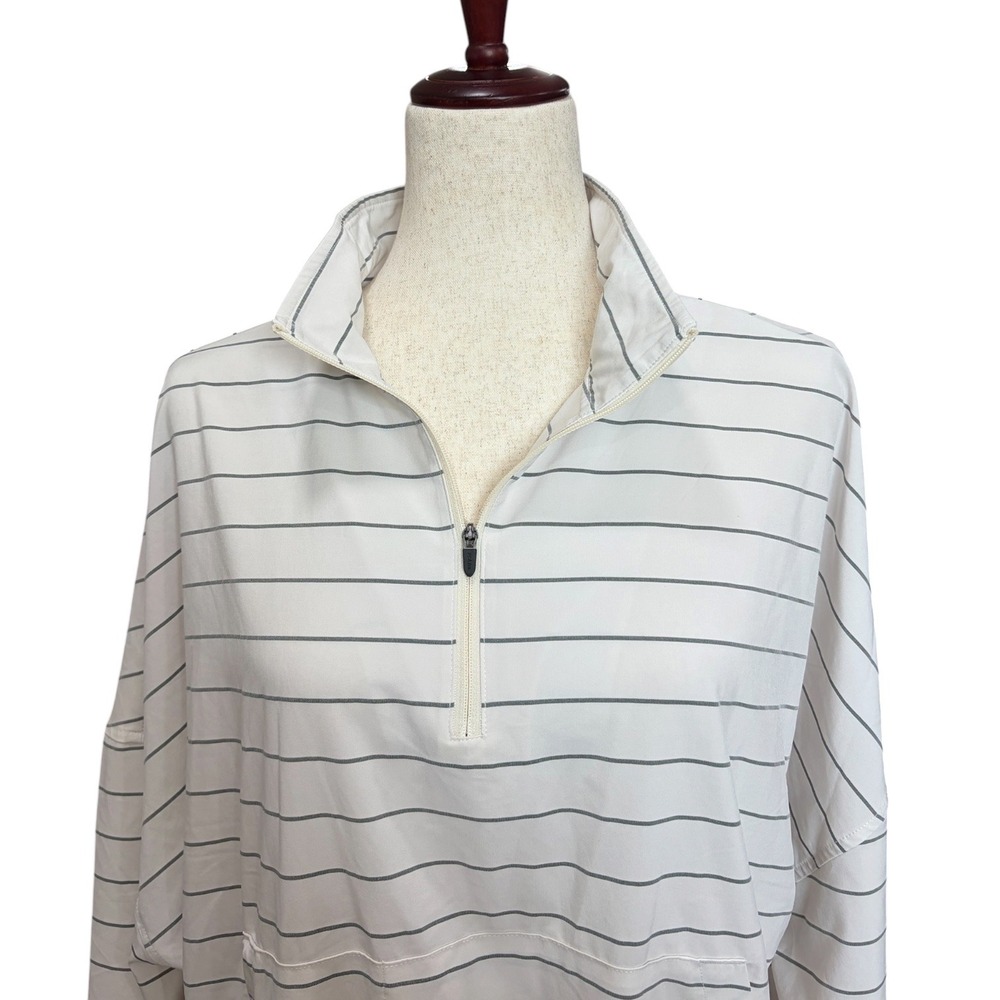 prAna Railay Series Pullover White Striped Quarter Zip Jacket Large - Picture 3 of 7